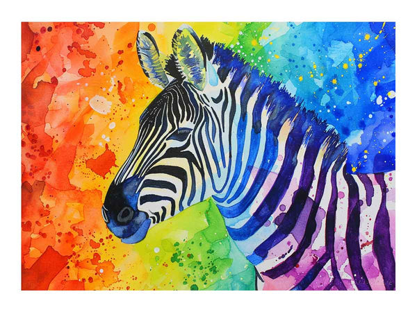 Rainbow Zebra Watercolor Painting Art Print