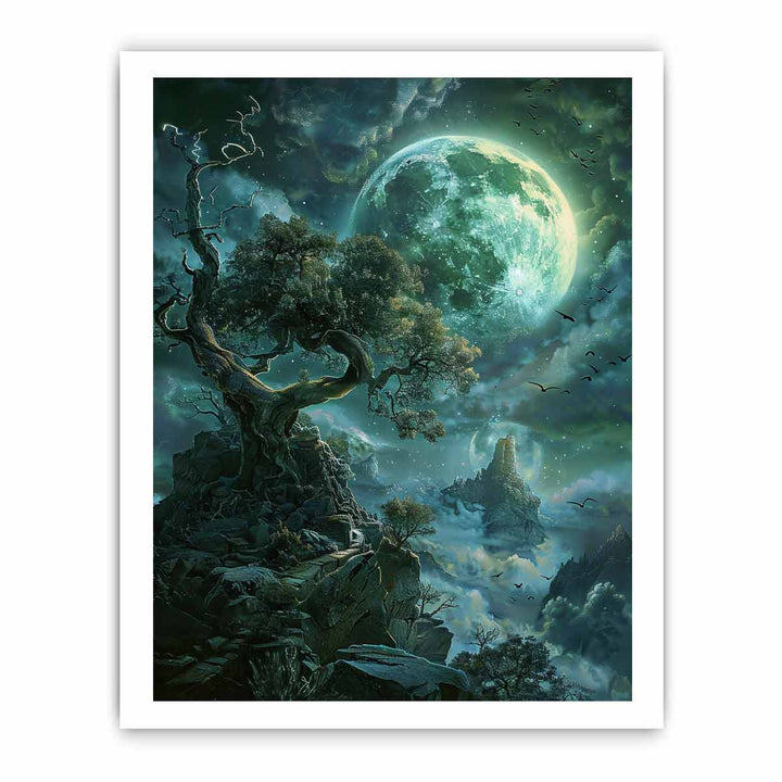 Fantasy moon framed Print