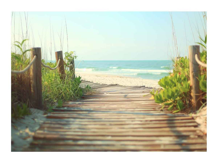 Wooden Path To Sea Art Print