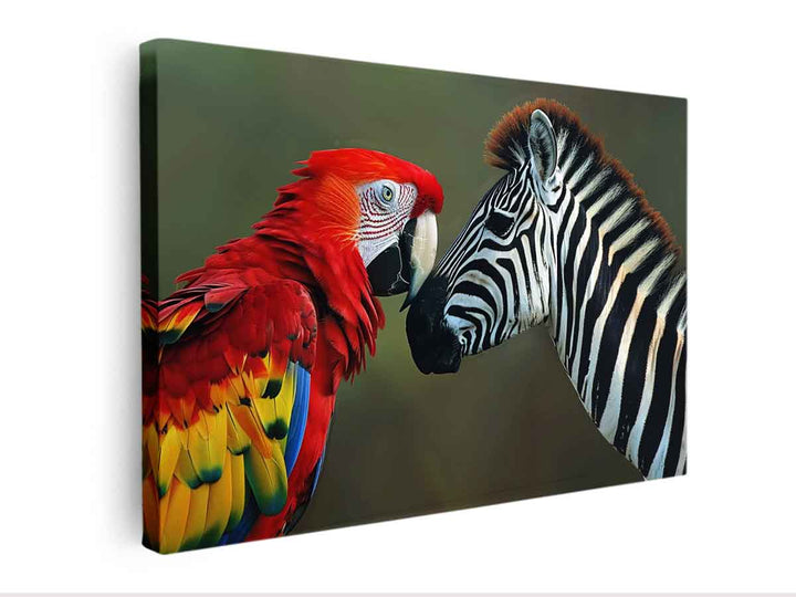 Parrot & Zebra  Canvas Print