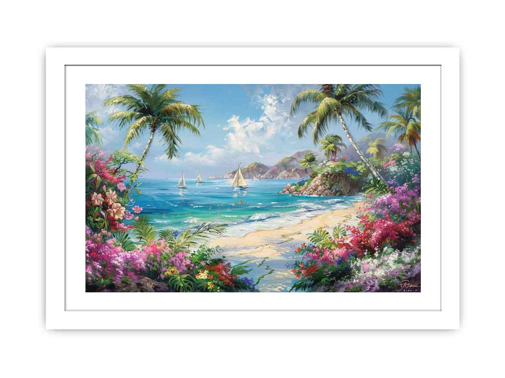 Mediterranean Beach Streched canvas