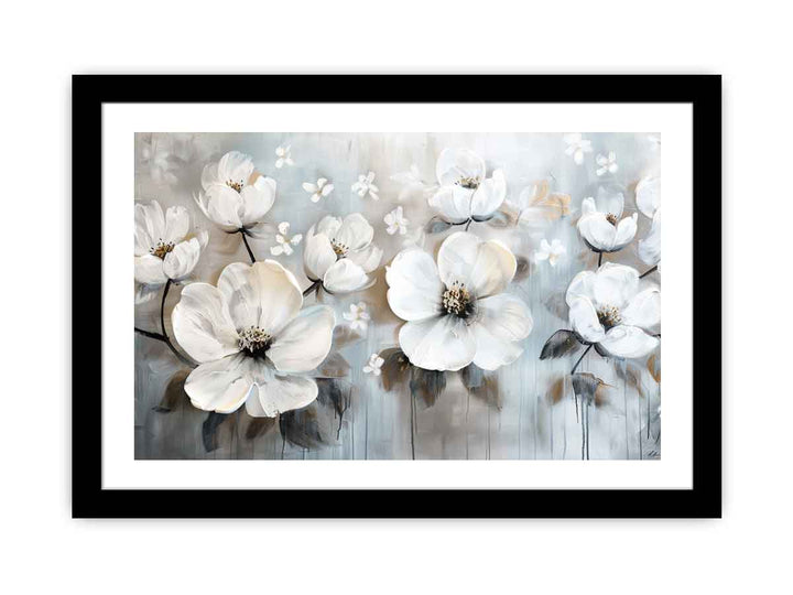 White Flowers Painting   Art Print