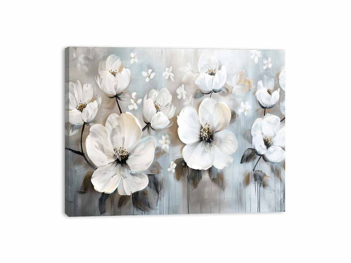 White Flowers Painting  Canvas Print