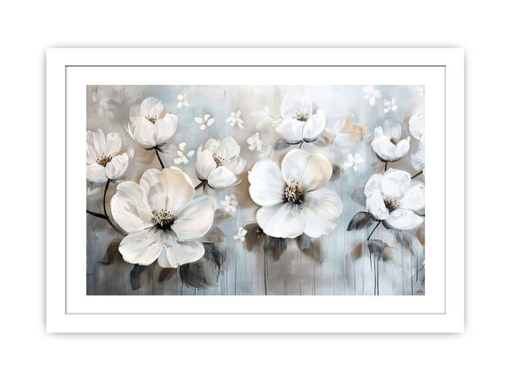 White Flowers Painting  Streched canvas