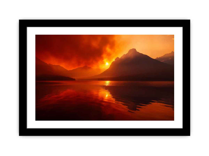 Fire in Lake  Art Print