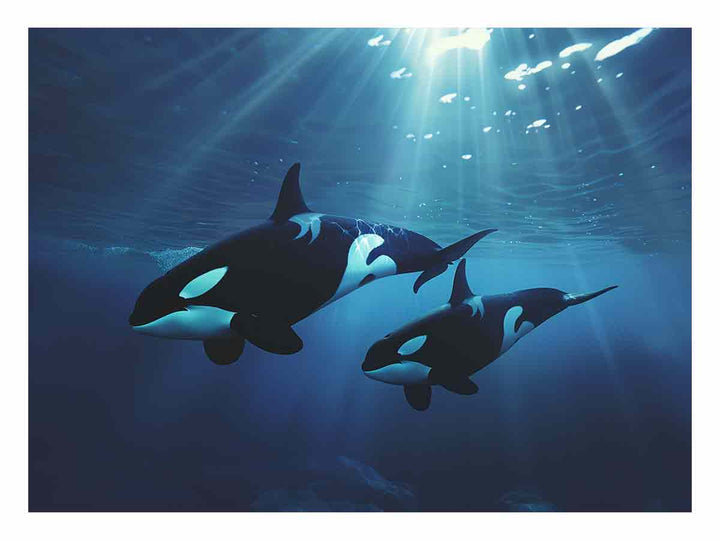 Orcas Swimming