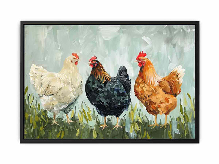 Three Little Hens   Painting