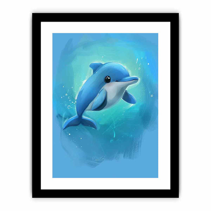  Cartoon Dolphin  Art Print