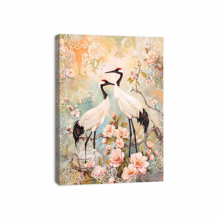 White Cranes Canvas Print