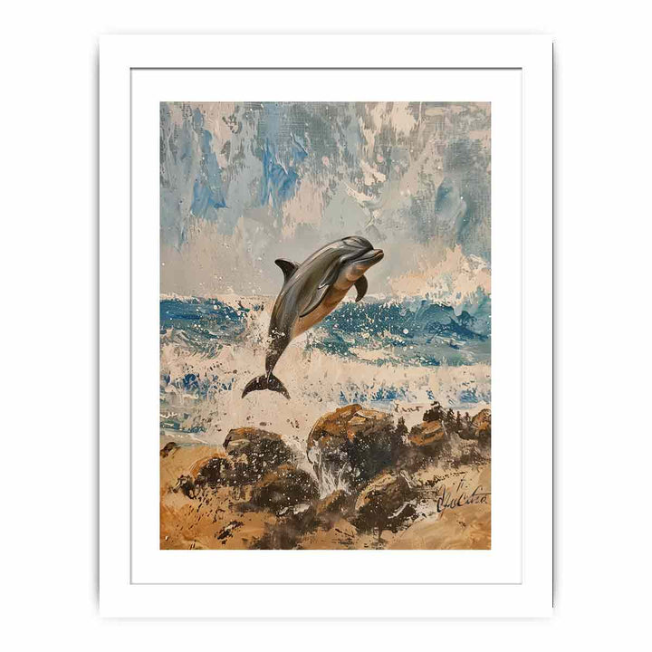 Playful Dolphin Streched canvas