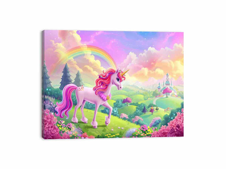 Unicorn In Garden Canvas Print