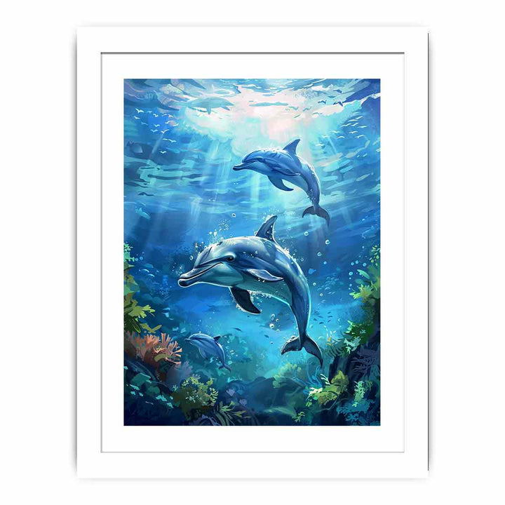 Dolphin Underwater Streched canvas