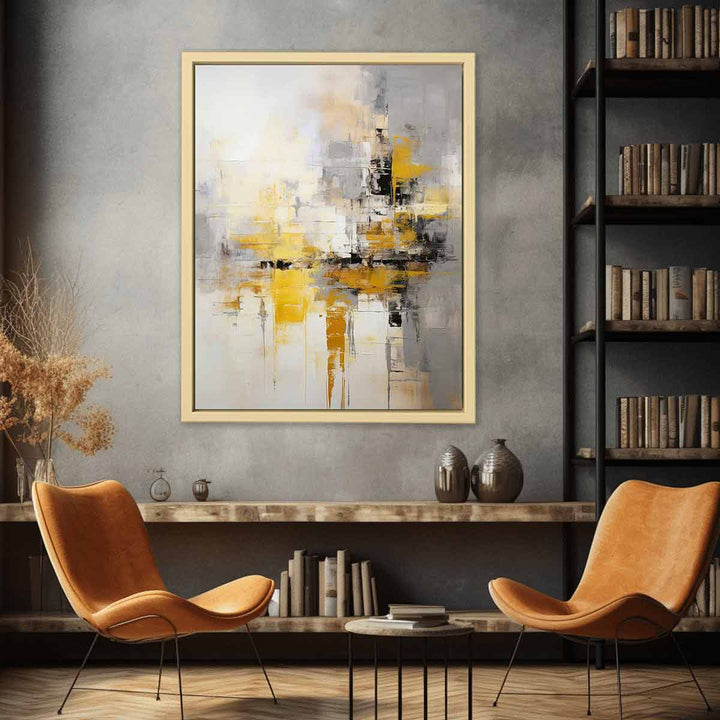 Yellow Black  Abstract Art 