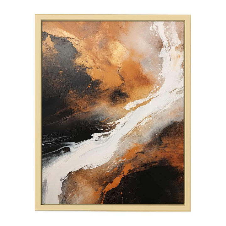 brown white black abstract art Framed Print