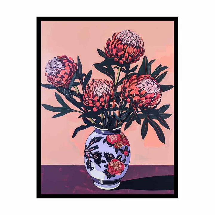 Red Waratah Flowers  Painting