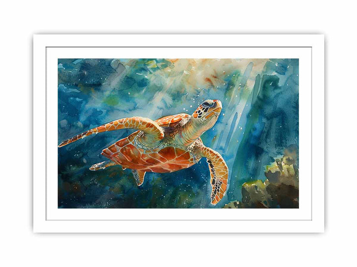 Turtle In Sea  Streched canvas