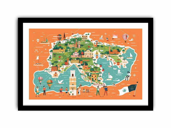 Colorful Itlay Map  Art Print