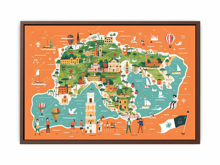 Colorful Itlay Map  Poster