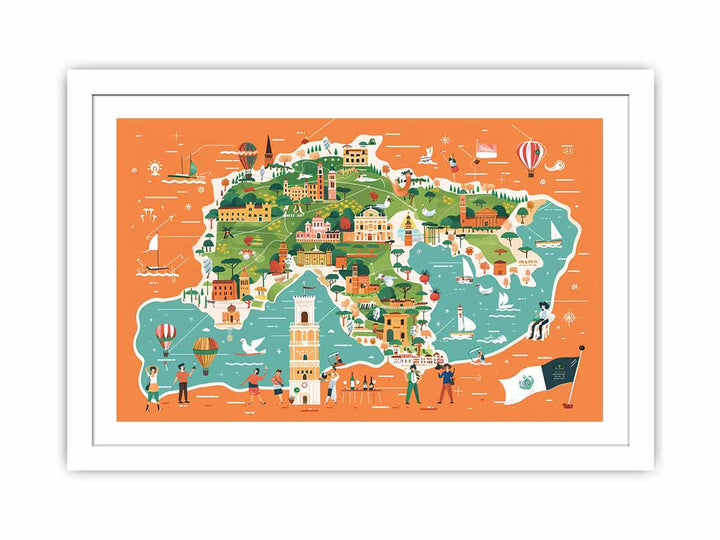 Colorful Itlay Map Streched canvas