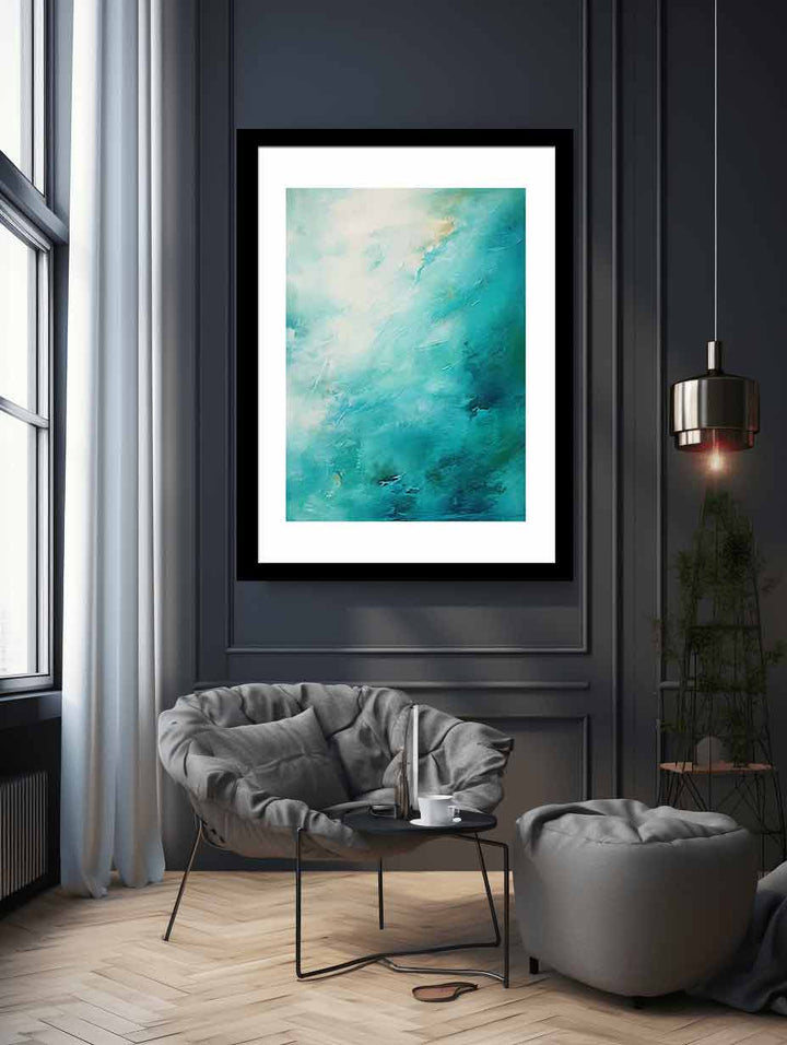 Teal Abstract Artwork Art Print