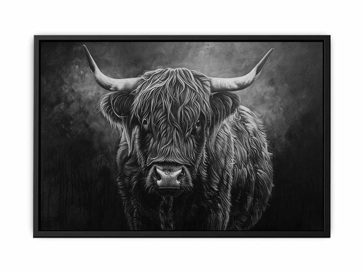 Highland Cow Black & white  Painting