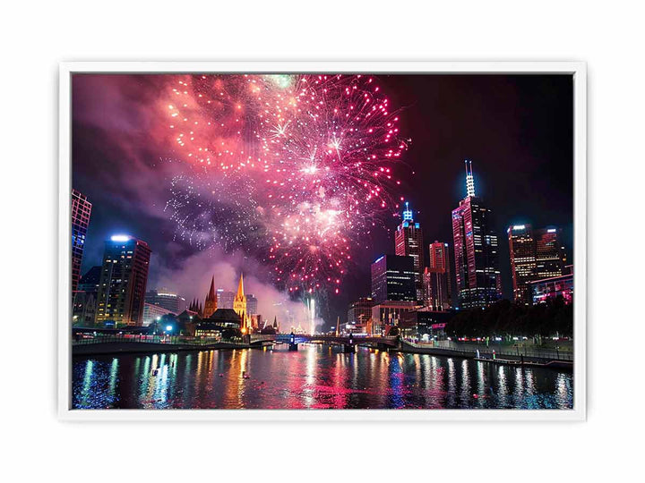 Fireworks Melbourne Framed Print