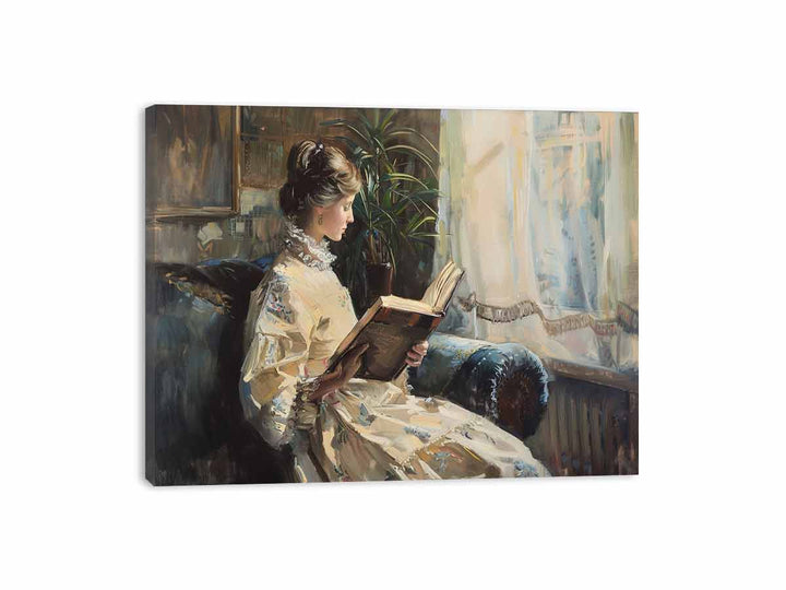 Woman Reading Painting Canvas Print