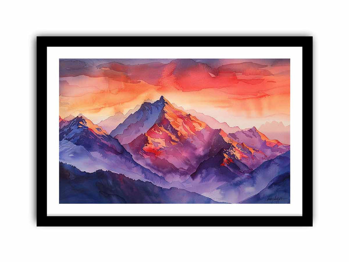 Watercolor Mountians  Art Print