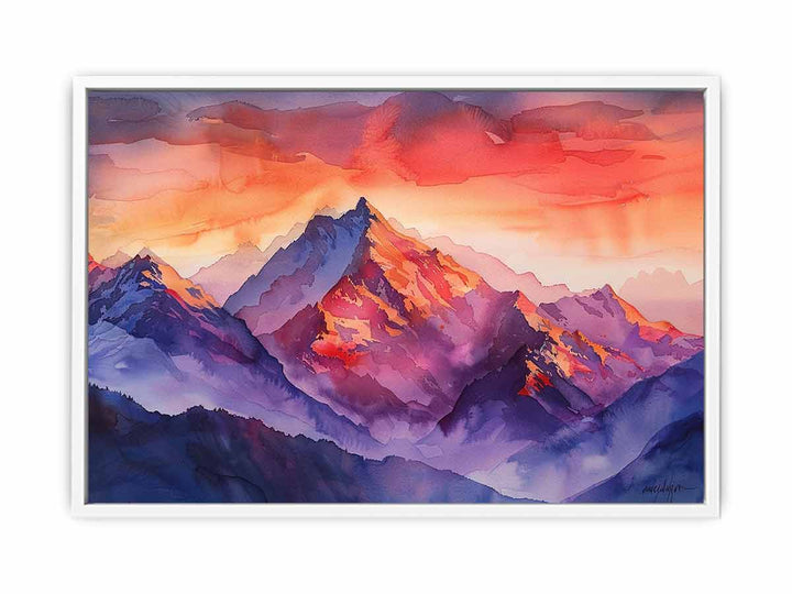 Watercolor Mountians Framed Print