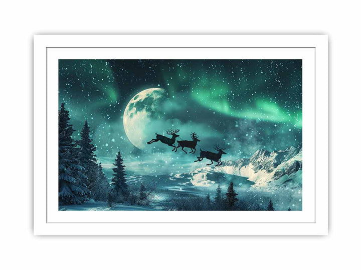 Flying Reindeer Streched canvas