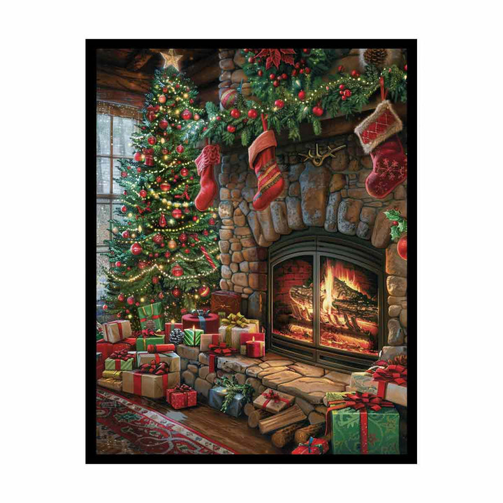 Festive Fireplace   Painting