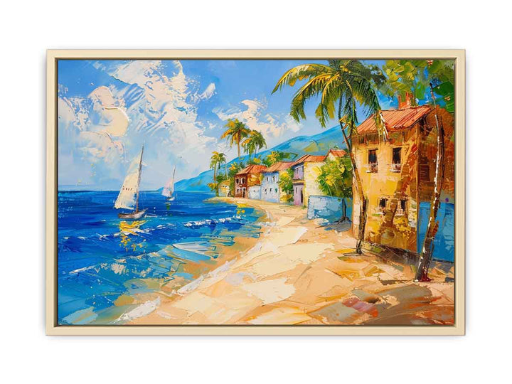 Beach City  Painting framed Print