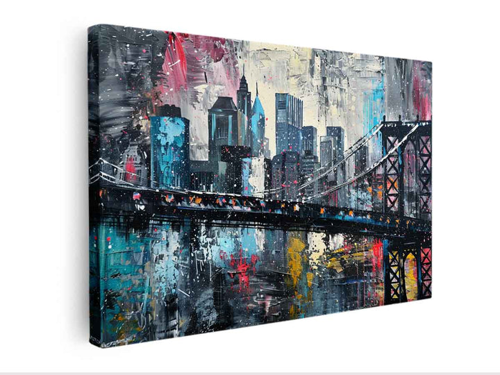 New York City Bridge Painting canvas Print