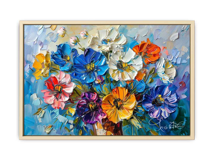 3D Floral knife Painting framed Print