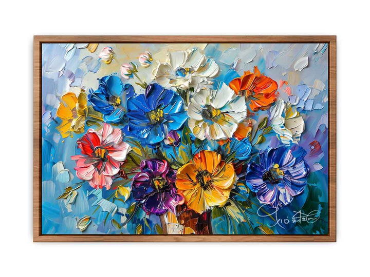 3D Floral knife Painting framed Print