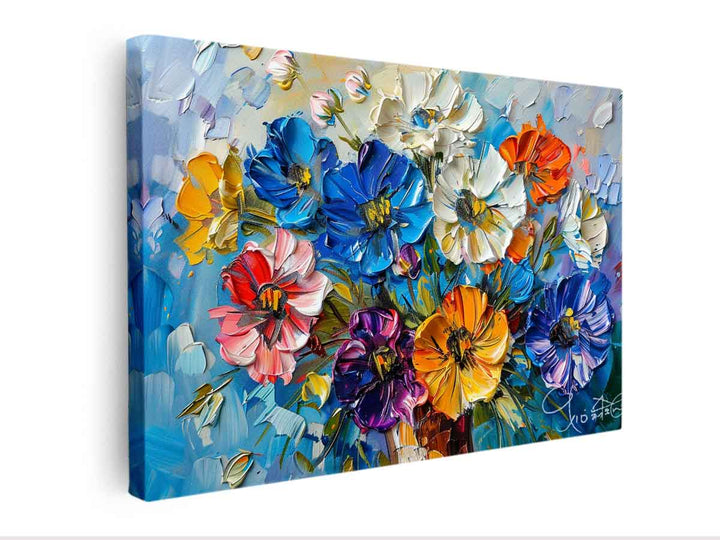 3D Floral knife Painting canvas Print