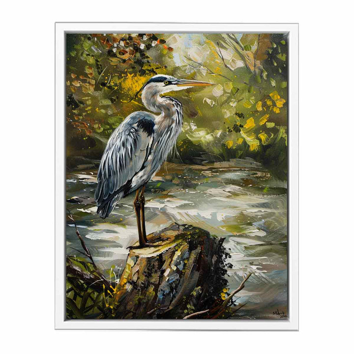 Grey Heron Bird Painting