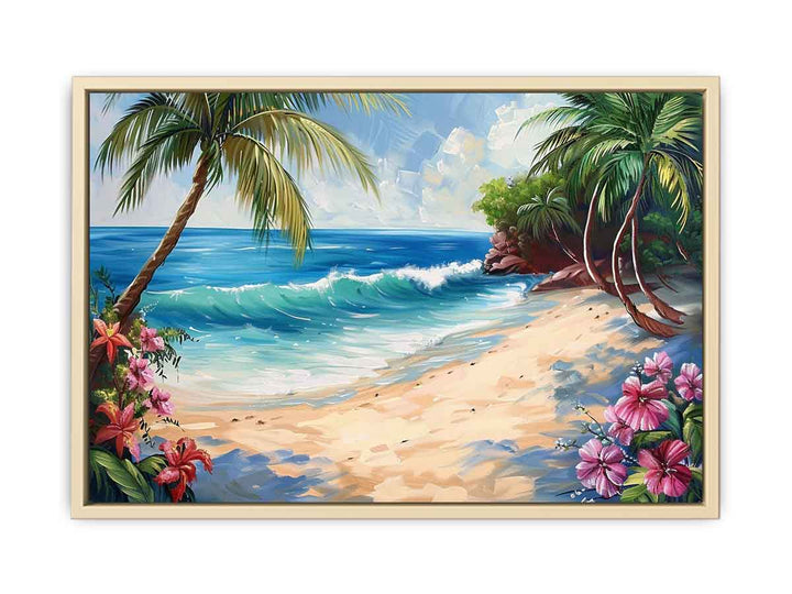 Tropical Beach Painting framed Print