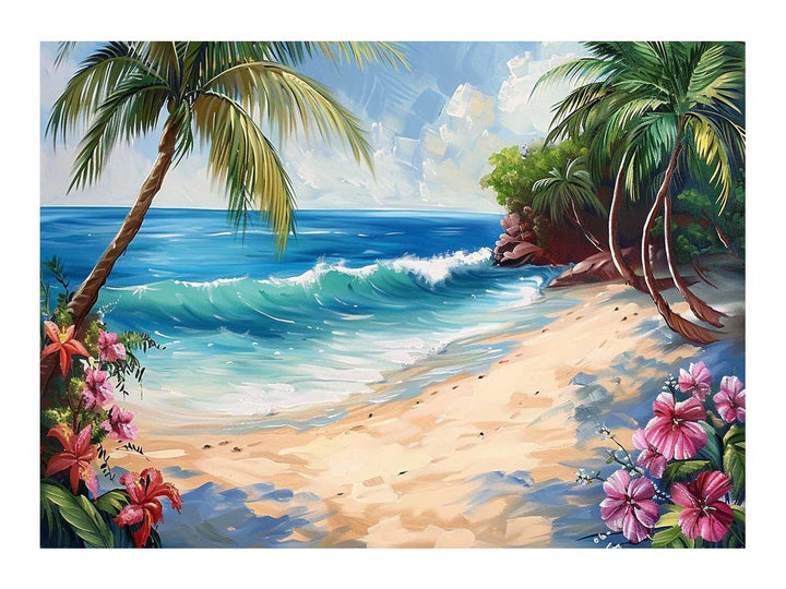 Tropical Beach Painting Art Print