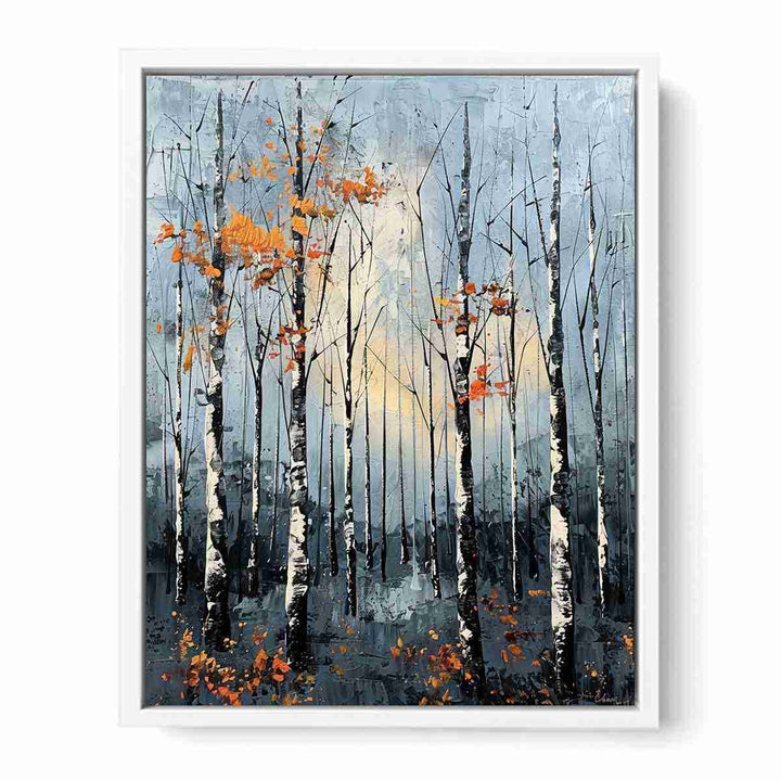 Birch Forest Knife Art Painting Canvas Print