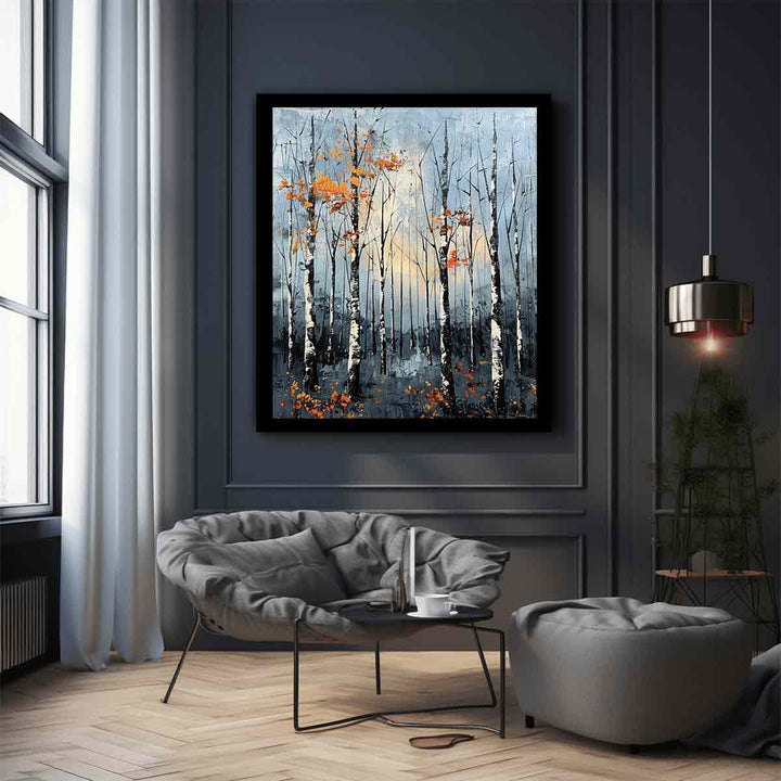 Birch Forest Knife Art Painting