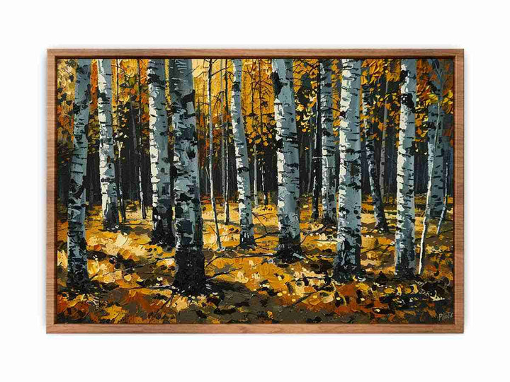 Birch Orange Tree Knife Art Painting 