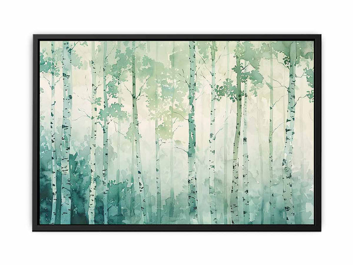 Green Tree Birch Knife Art Painting 