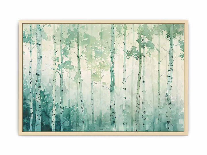 Green Tree Birch Knife Art Painting Framed Print