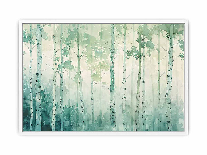 Green Tree Birch Knife Art Painting Canvas Print