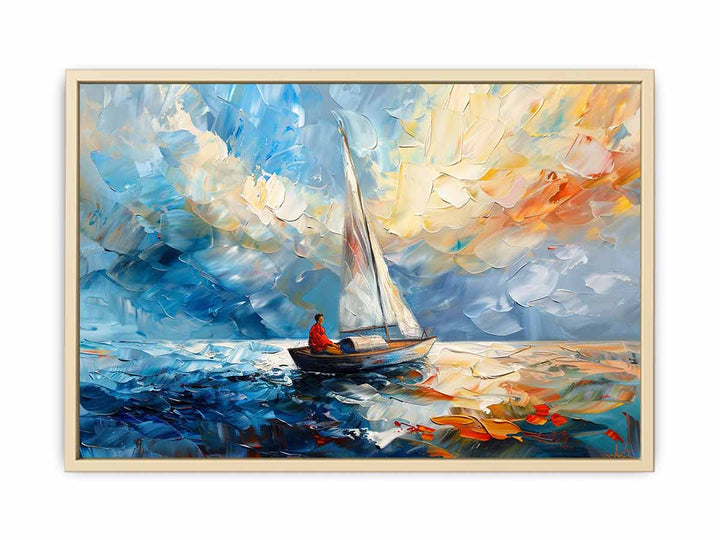 White-Knife-Boat-Art-Painting Framed Print
