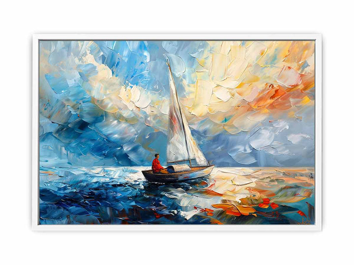 White-Knife-Boat-Art-Painting Canvas Print