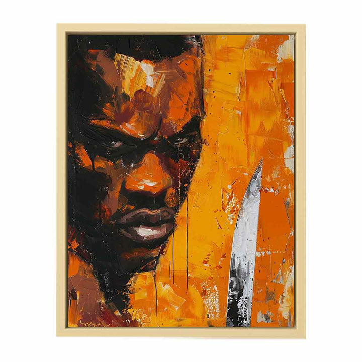 Man Faces Knife Art Painting Framed Print