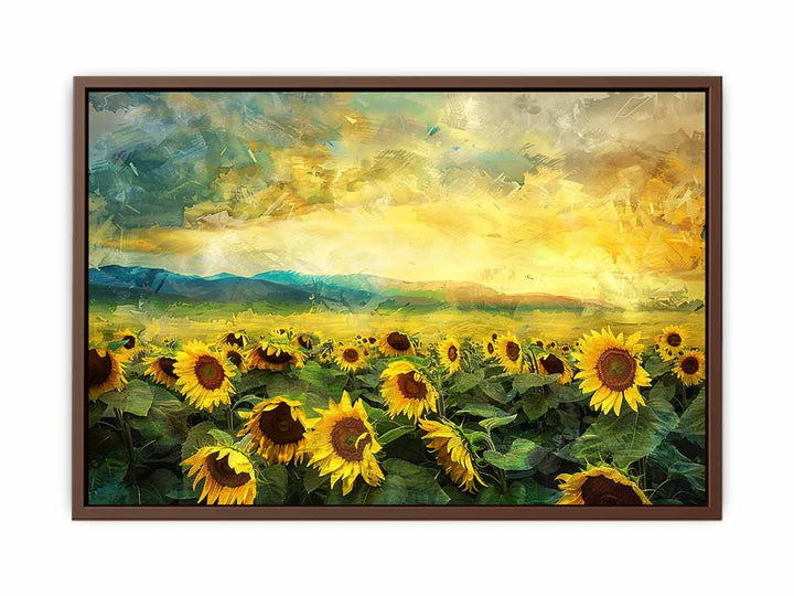 Sunflower Field Oil Painting  Art Print