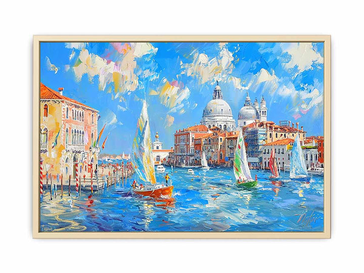 Venice Waterfront Painting  Framed Print